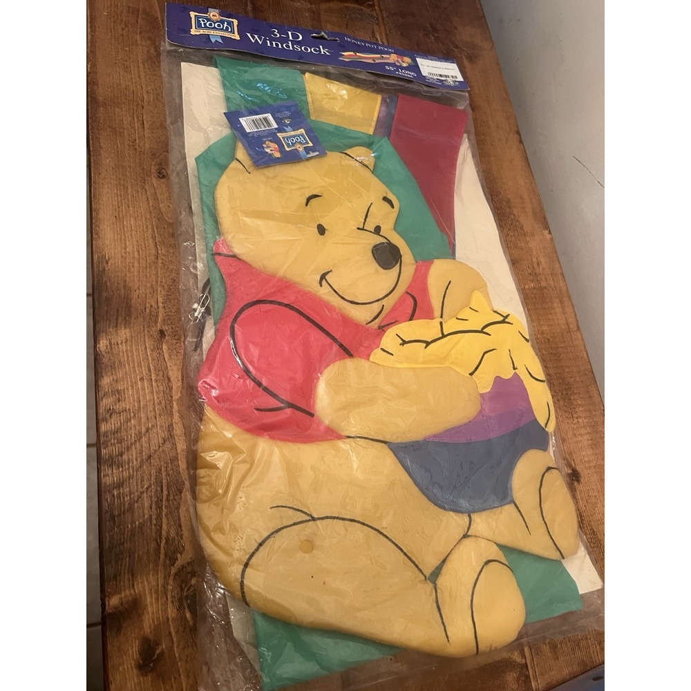 100 Acre 1998 Honey Pot Winnie the Pooh 3D Windsock 55" Long Summer Bees Vintage